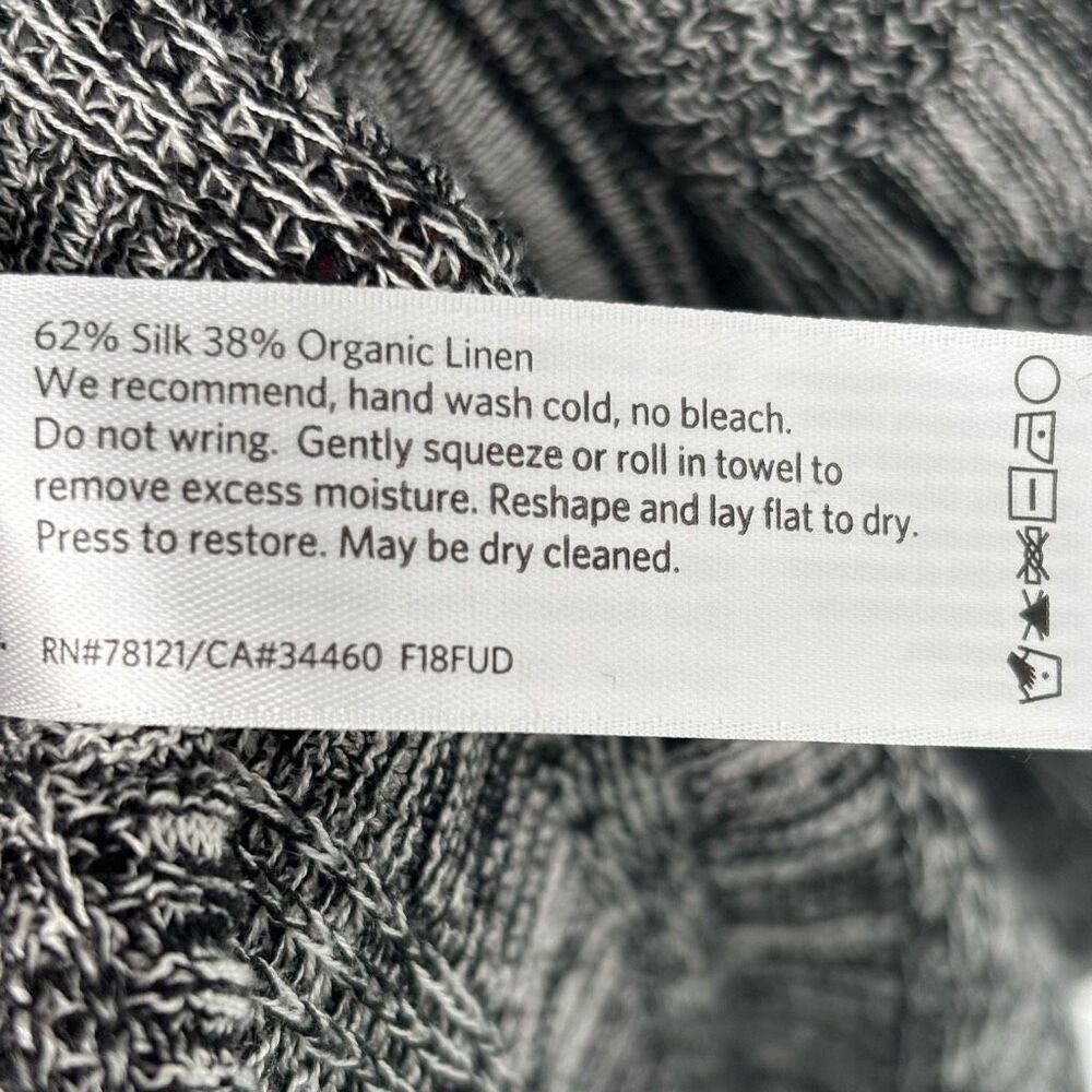 Eileen Fisher Silk/Linen Blend Surplice Wrap Sweater Black/White/Grey Size Large - Picture 7 of 7